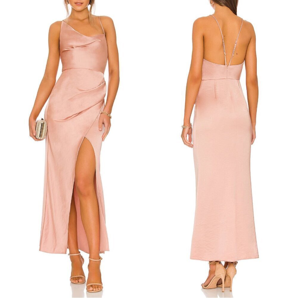 NEW Significant Other Aria Draped Asymmetrical Gown in Nougat Sz. 12